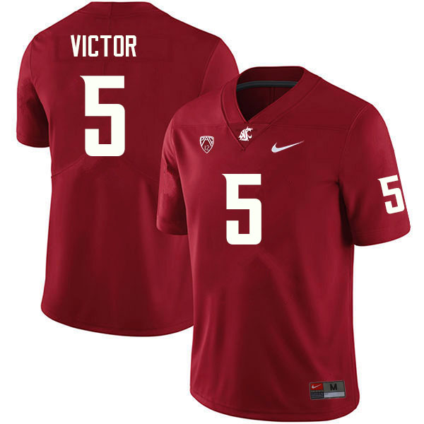 Washington State Cougars #5 Lincoln Victor College Football Jerseys Sale-Crimson